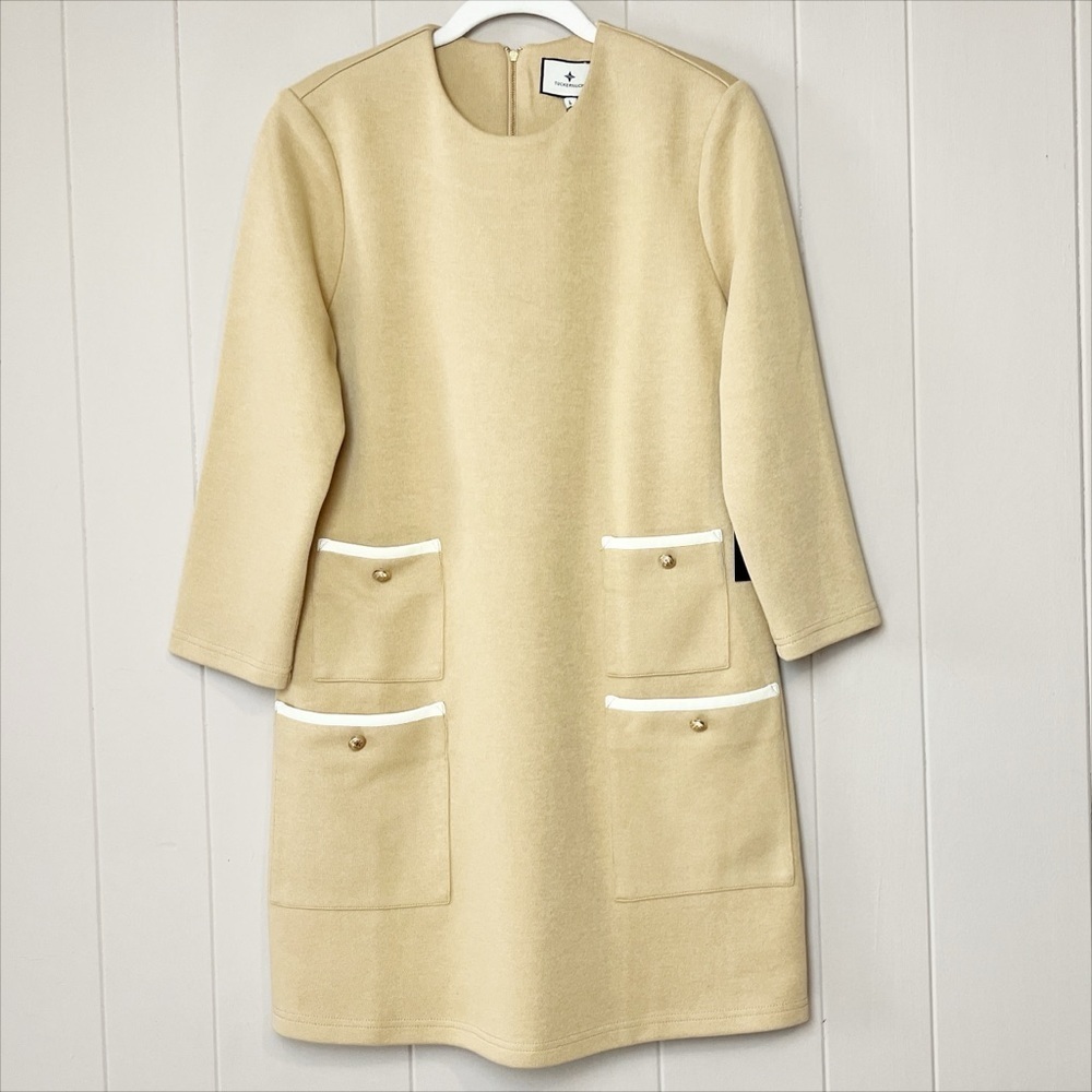 Tuckernuck NWT Croissant Francoise‎ Mod Mini Dress Large tan camel long sleeve - Picture 2 of 12